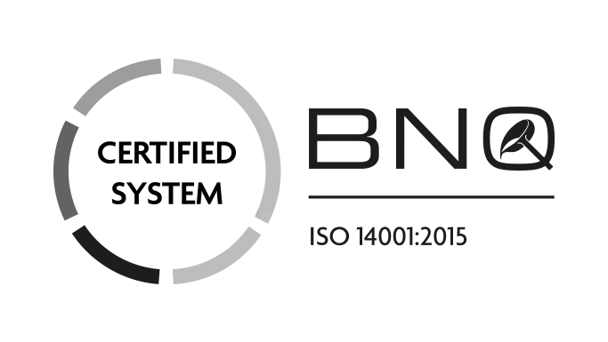 Le logo de certification ISO 14001 représente les normes de gestion environnementale pour les pratiques commerciales durables.