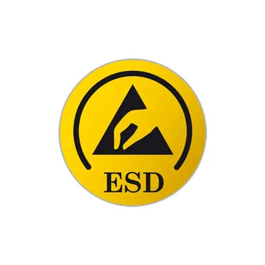 ESD IEC 61340-5-1 certification logo, ensuring protection against electrostatic discharge for sensitive environments.