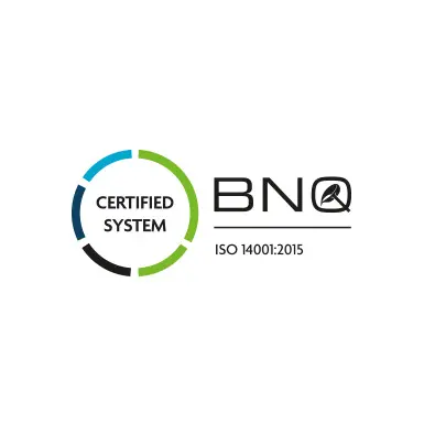 ISO 14001 certification logo representing environmental management standards for sustainable business practices.