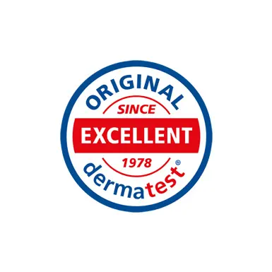 Dermatest certification logo, ensuring skin-safe and dermatologically tested products.